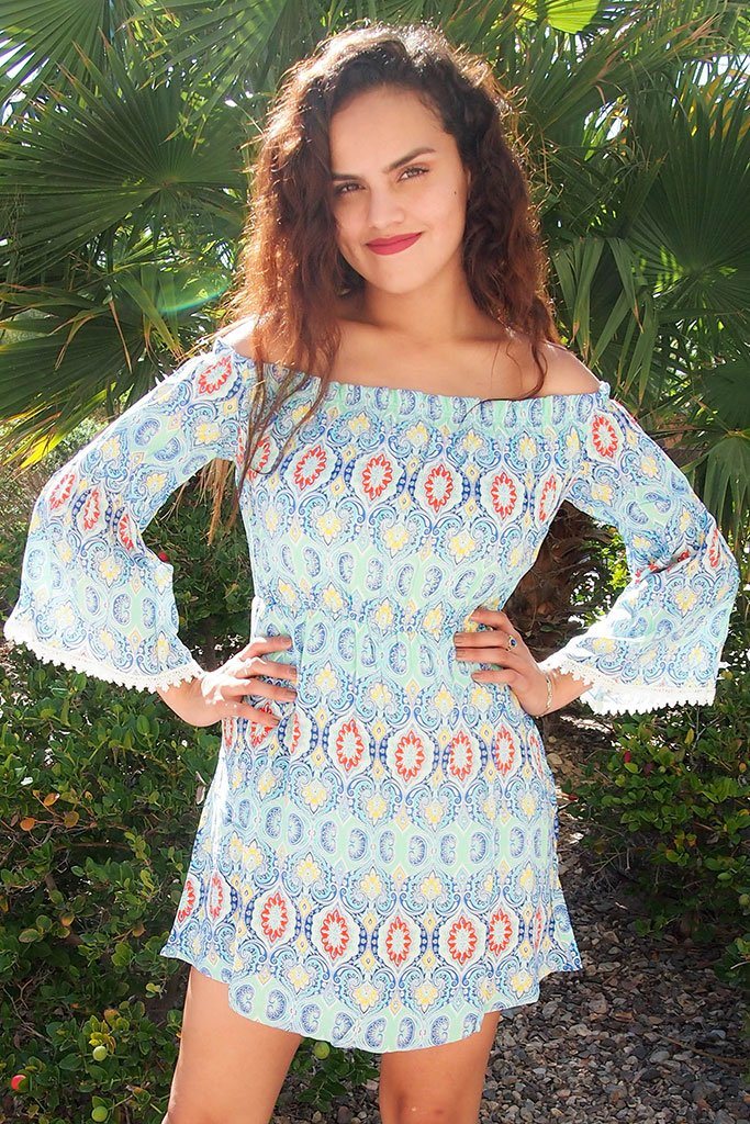 light blue print dress