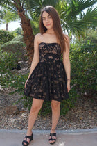 black lace strapless dress