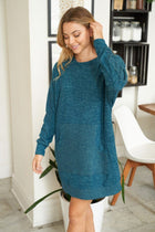 Sweet Comfort Teal Green Long Sleeve Sweater Dress 3