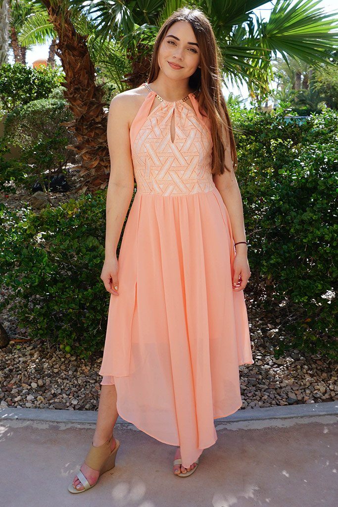 blush pink halter dress