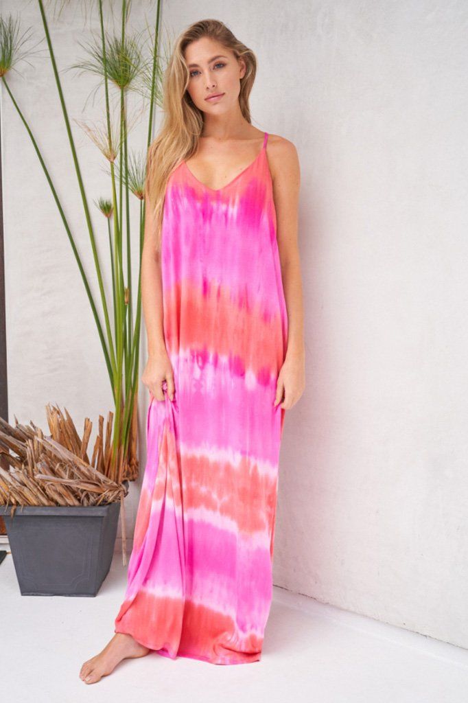 tie dye racerback maxi dress