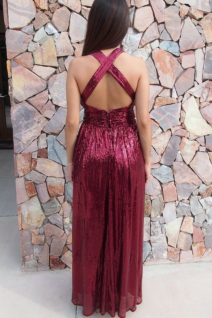 boutique sequin plunge maxi dress