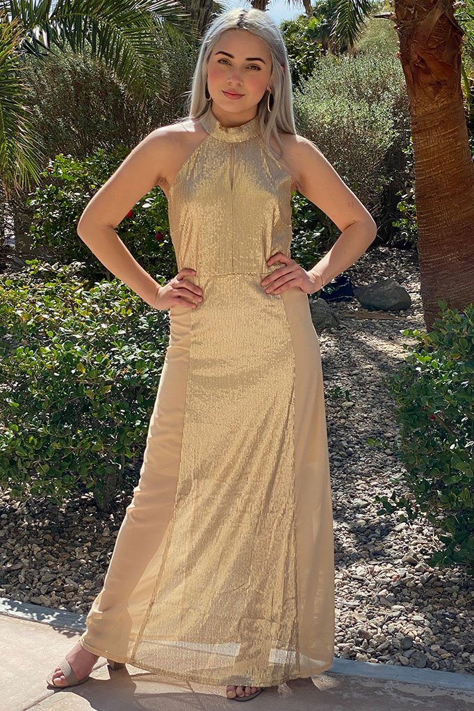 gold sequin maxi