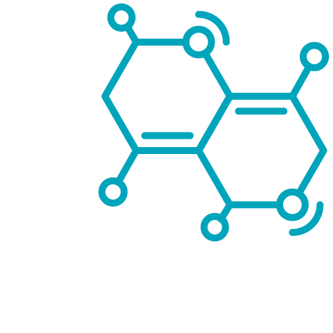 line art icon of a molecule