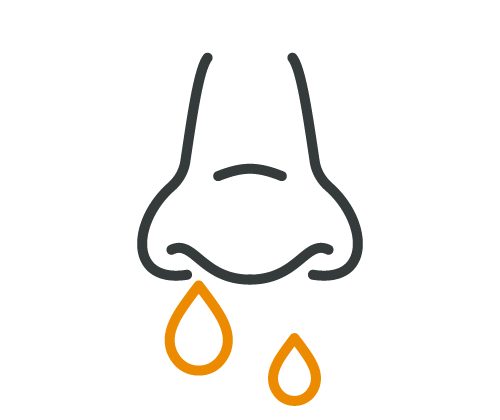 line art icon of a dripping nose