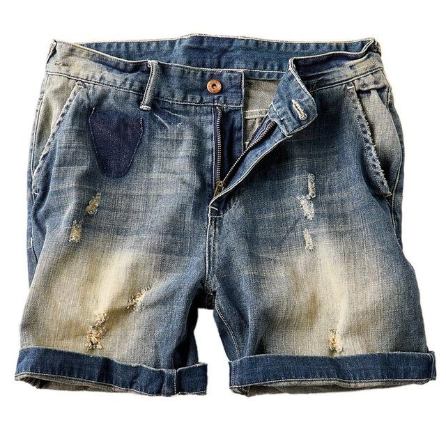 stone wash denim shorts