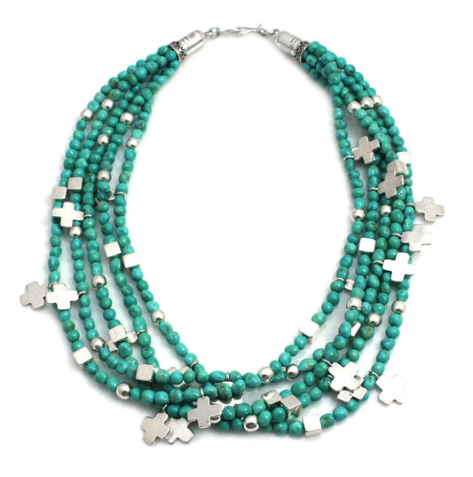 7 Strand Turquoise and Coral Necklace • Friends of Bosque del Apache