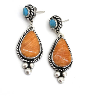 Turquoise Spiny Oyster Earrings-jewelry-Shane Hendren-Sorrel Sky Gallery
