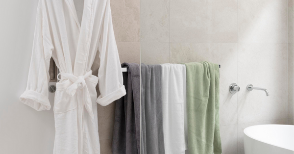 Sanctuary Egyptian Cotton towels available in Slate Blue, Charcoal, Terracotta, Sky Blue and Linen.