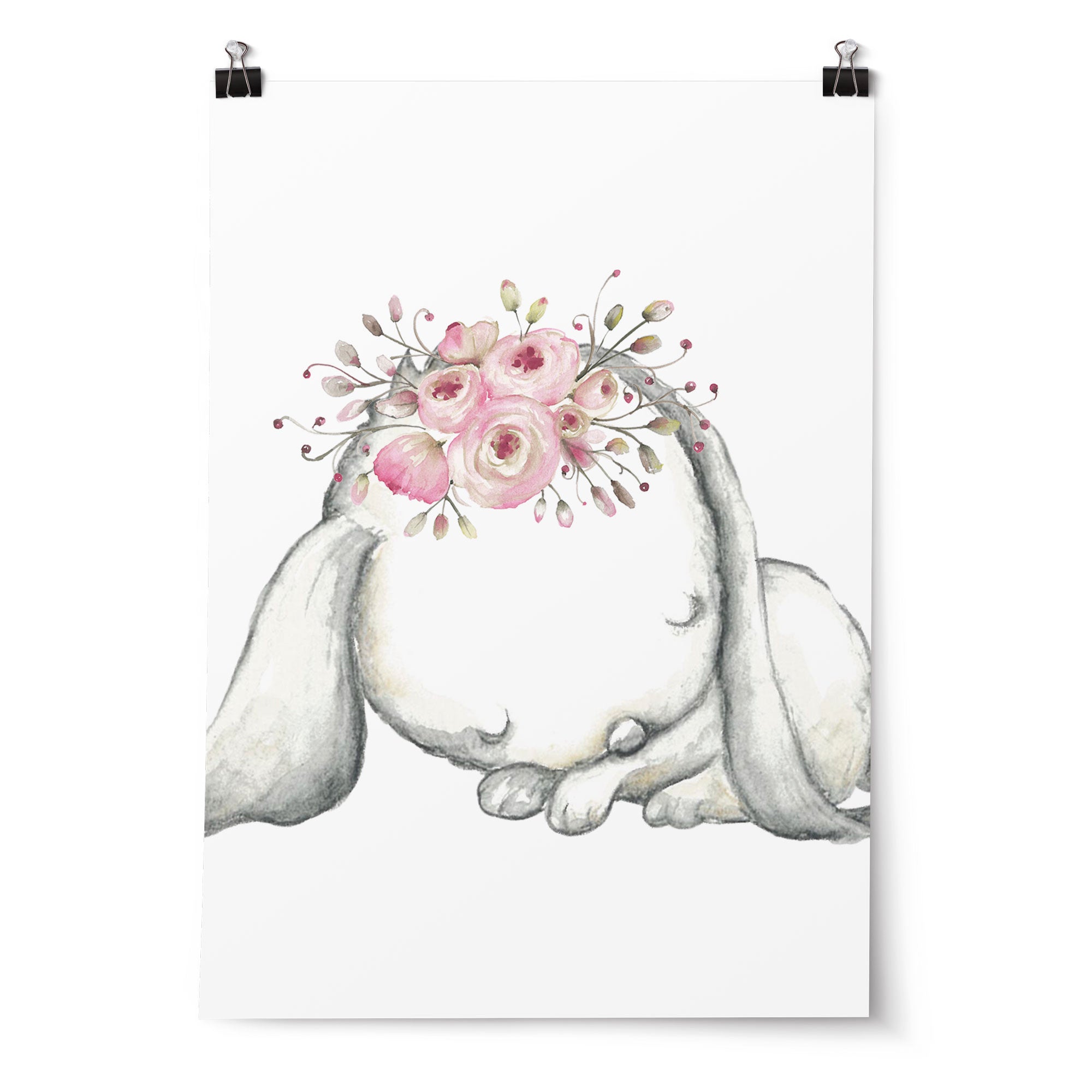 Woodland Boho Floral Bunny Nursery Wall Art Print Set 