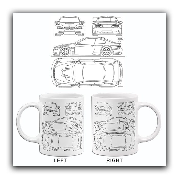 2009 BMW-M3-GTR - Blueprint Mug – Poster-Rama