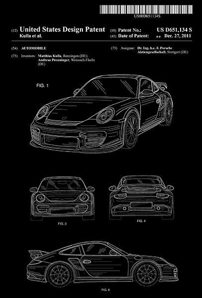 kost hvorfor Egetræ 2011 - Porsche 911 - Automobile - M. Kulla - Patent Art Magnet – Poster-Rama