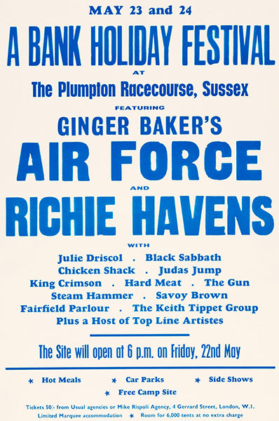 Ginger Baker S Air Force Richie Havens 1970 Sussex Concert Pos Poster Rama