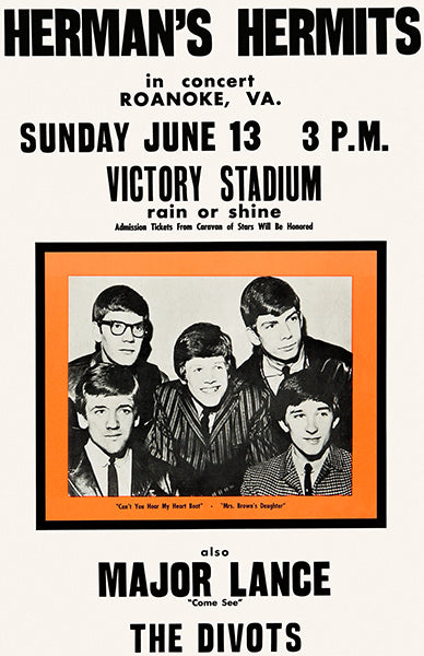 Herman's Hermits - 1965 - Roanoke VA - Concert Poster