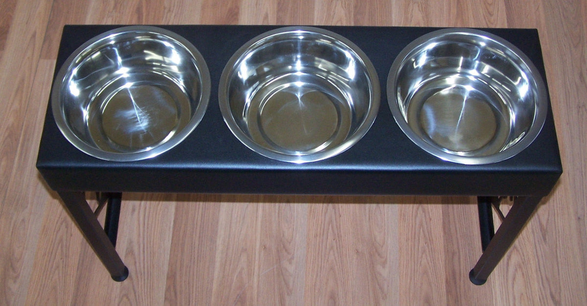 metal raised dog feeder