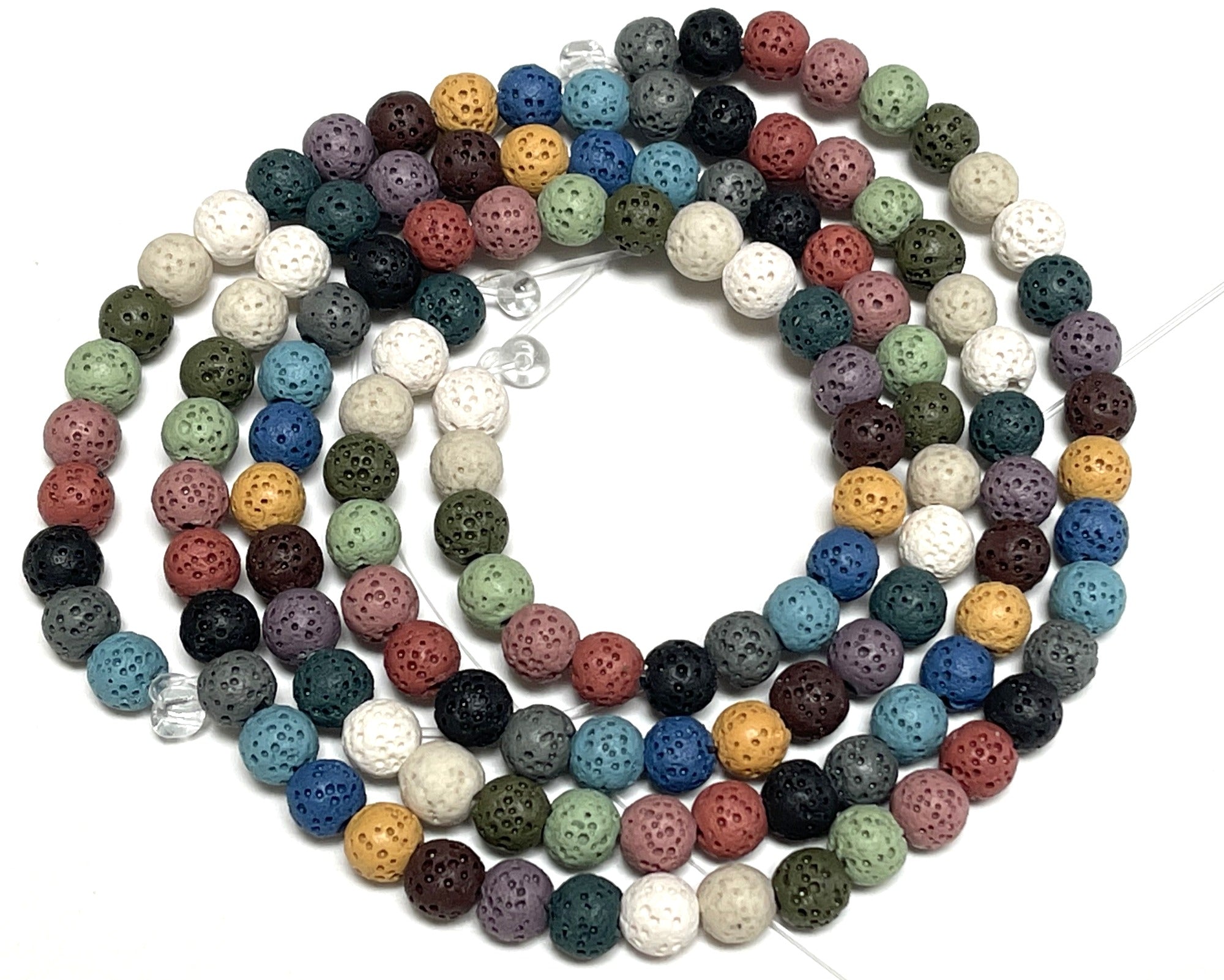 Linsoir Beads White Volcano Lava Rock Beads Round Loose Gemstone Beads  40cm/Strand Approx 8mm