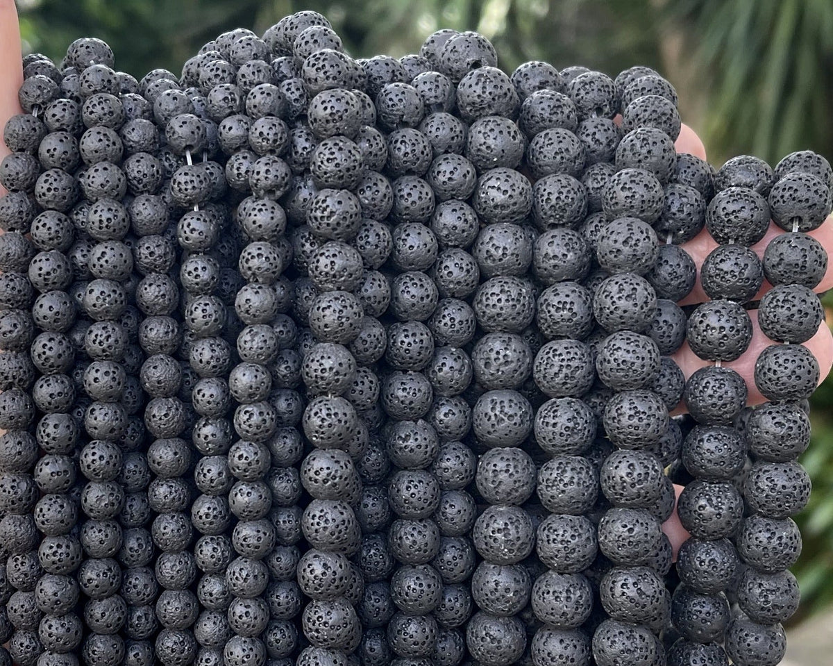 Linsoir Beads White Volcano Lava Rock Beads Round Loose Gemstone Beads  40cm/Strand Approx 8mm