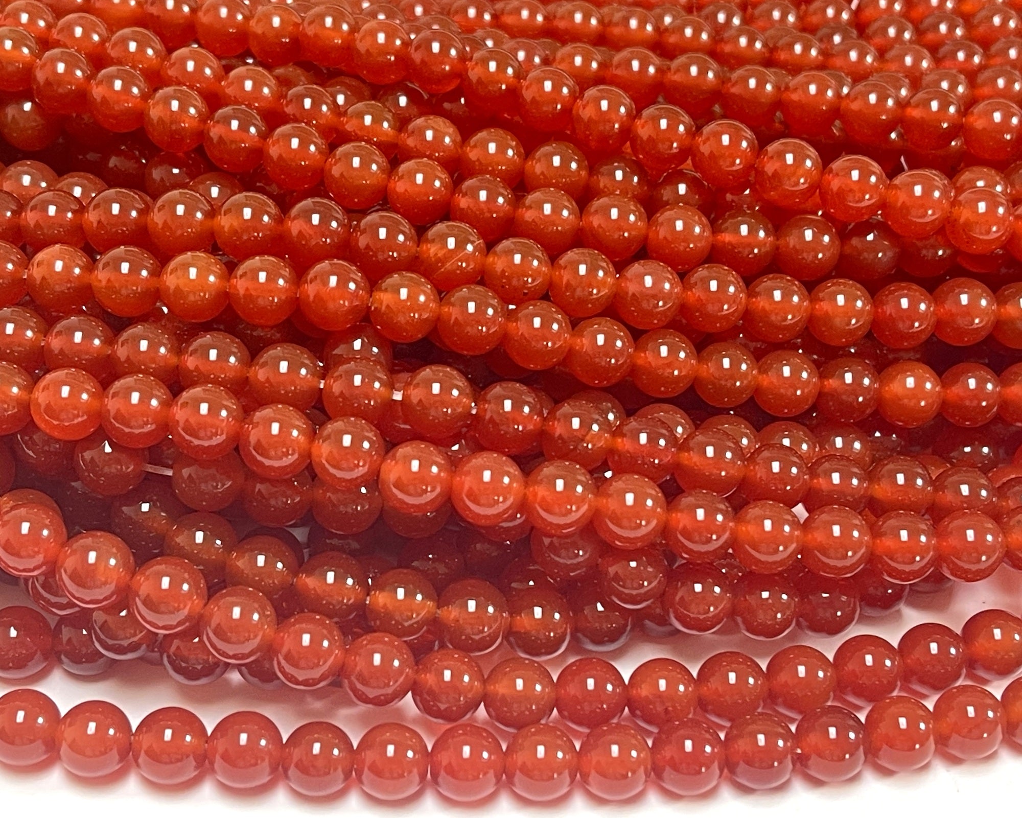 Carnelian Red Agate Beads - 6mm Round  (Smooth & High Polished for Jewelry  Making)