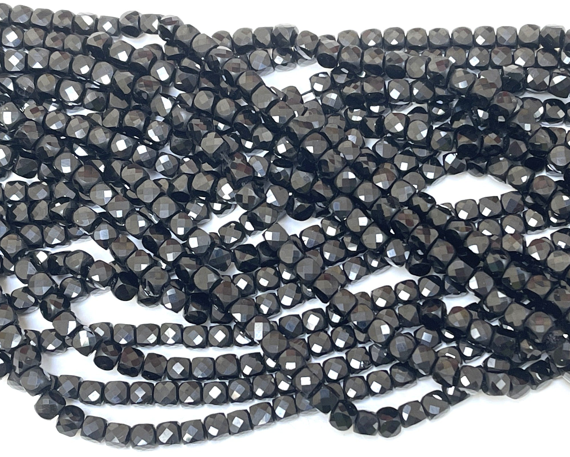 Black Spinel Seed Beads Faceted Round, approx 2mm dia (GB14400-2MM) 