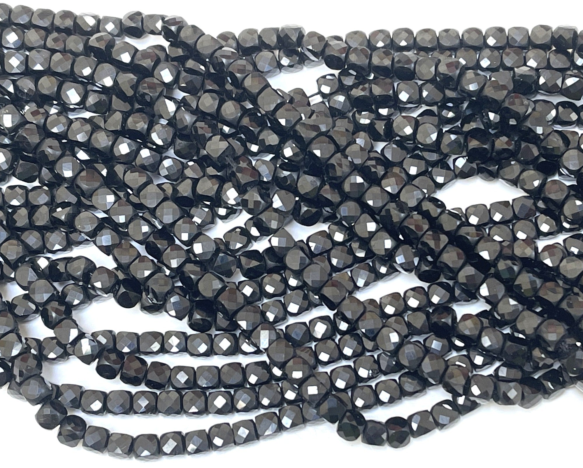 AAA Genuine Natural Black Spinel Micro Faceted Round Beads 2mm 3mm 4mm  5mmDiamond Cut Gemstone 15.5