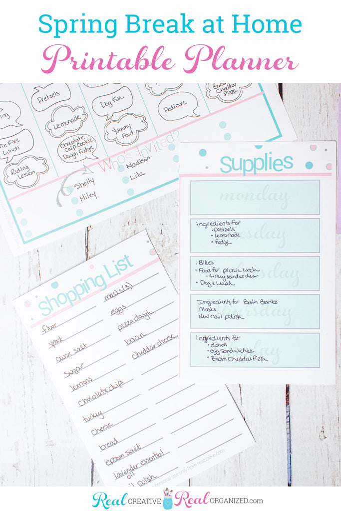 Spring Break at Home Planner – Real Creative Real Organized