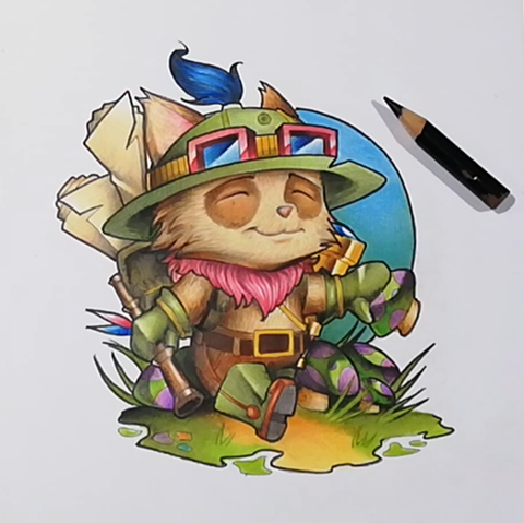 How To Draw Teemo - League Of Legends - Drawing Of Teemo From League Of Legends Finished close