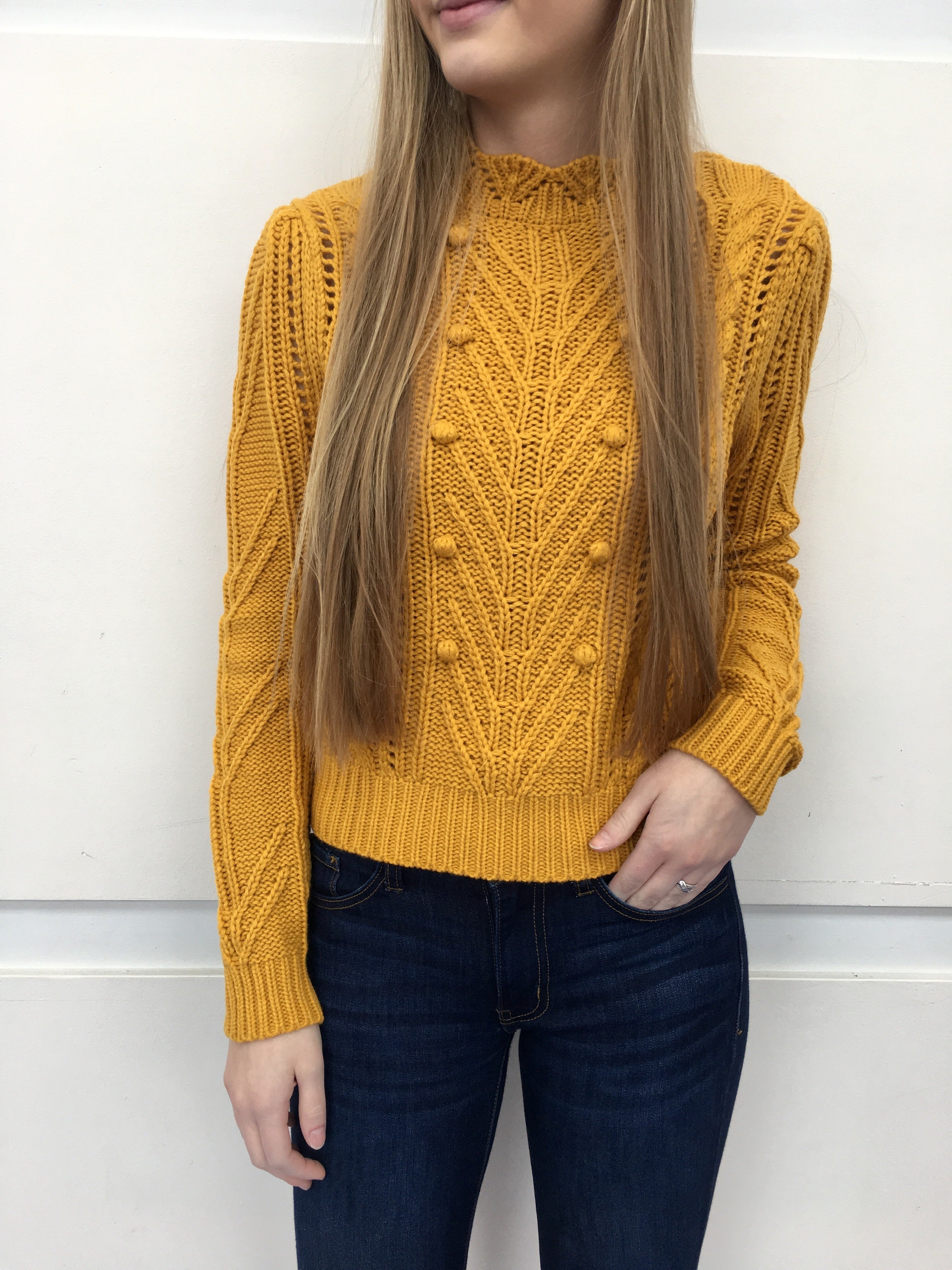 Mustard Cable Knit Sweater Simply Couture Boutique