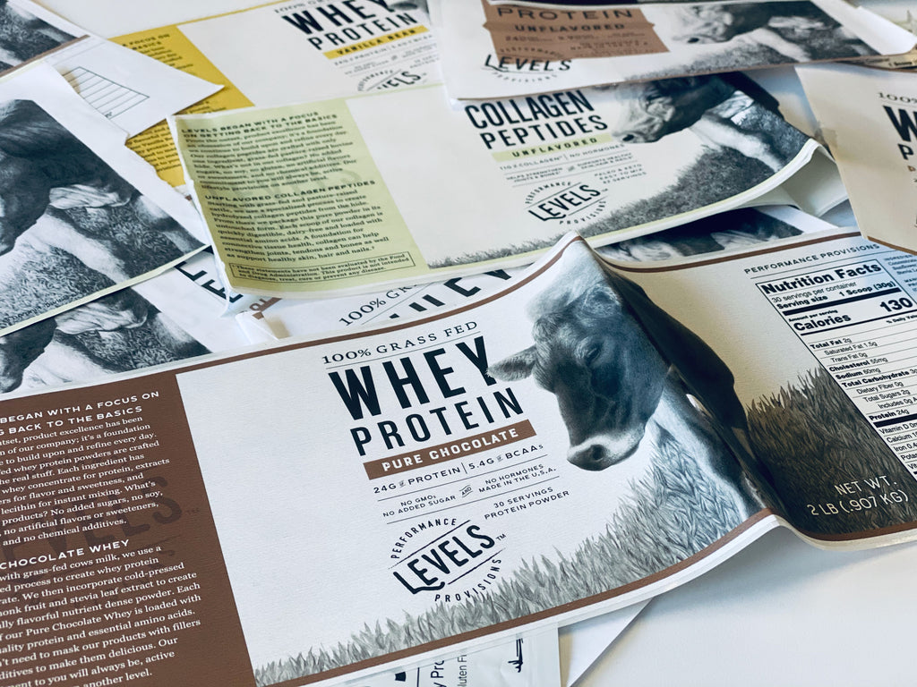 Levels Whey Protein Powder Labels