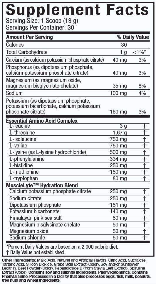 Supplement Facts: Platinum 100% EAA+ - Grape