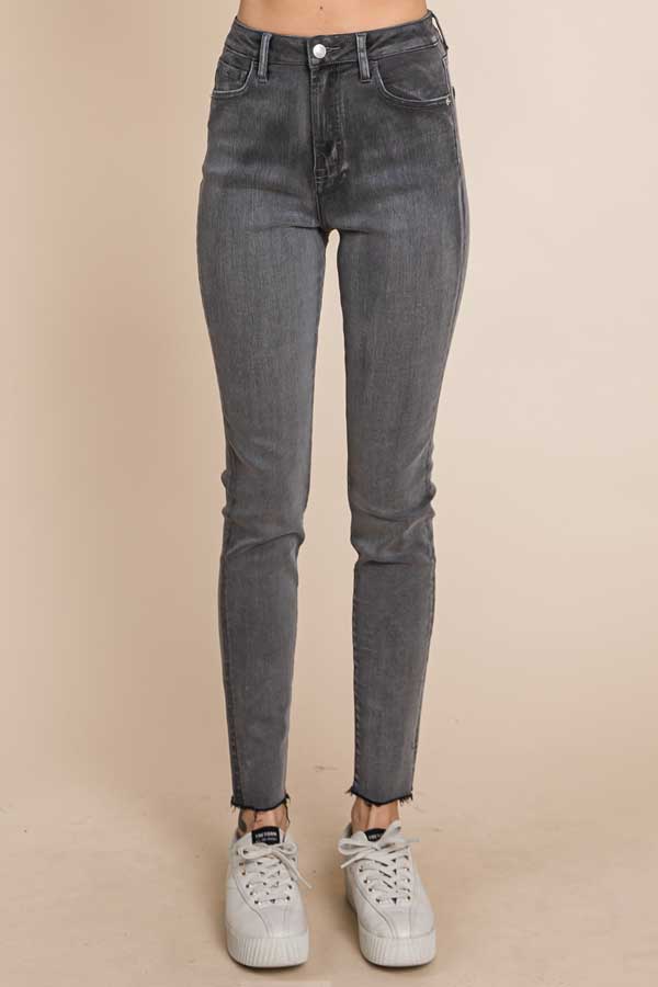 High Waisted Gray Coated Skinny Jeans - GOODIES COLLECTIONS BY J&F