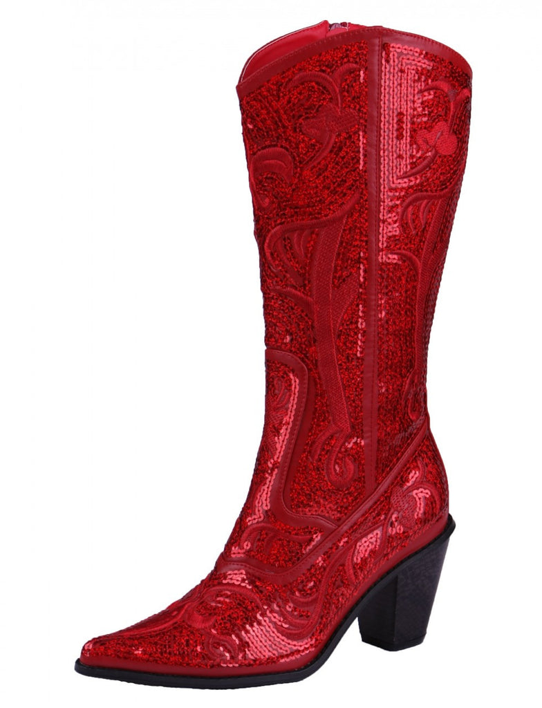 glitter red boots