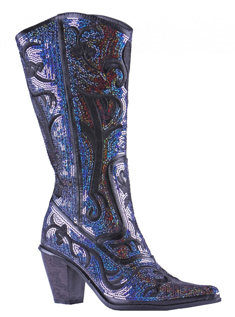 black and blue cowboy boots