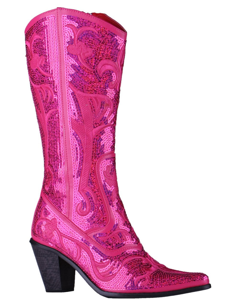 red sequin cowboy boots