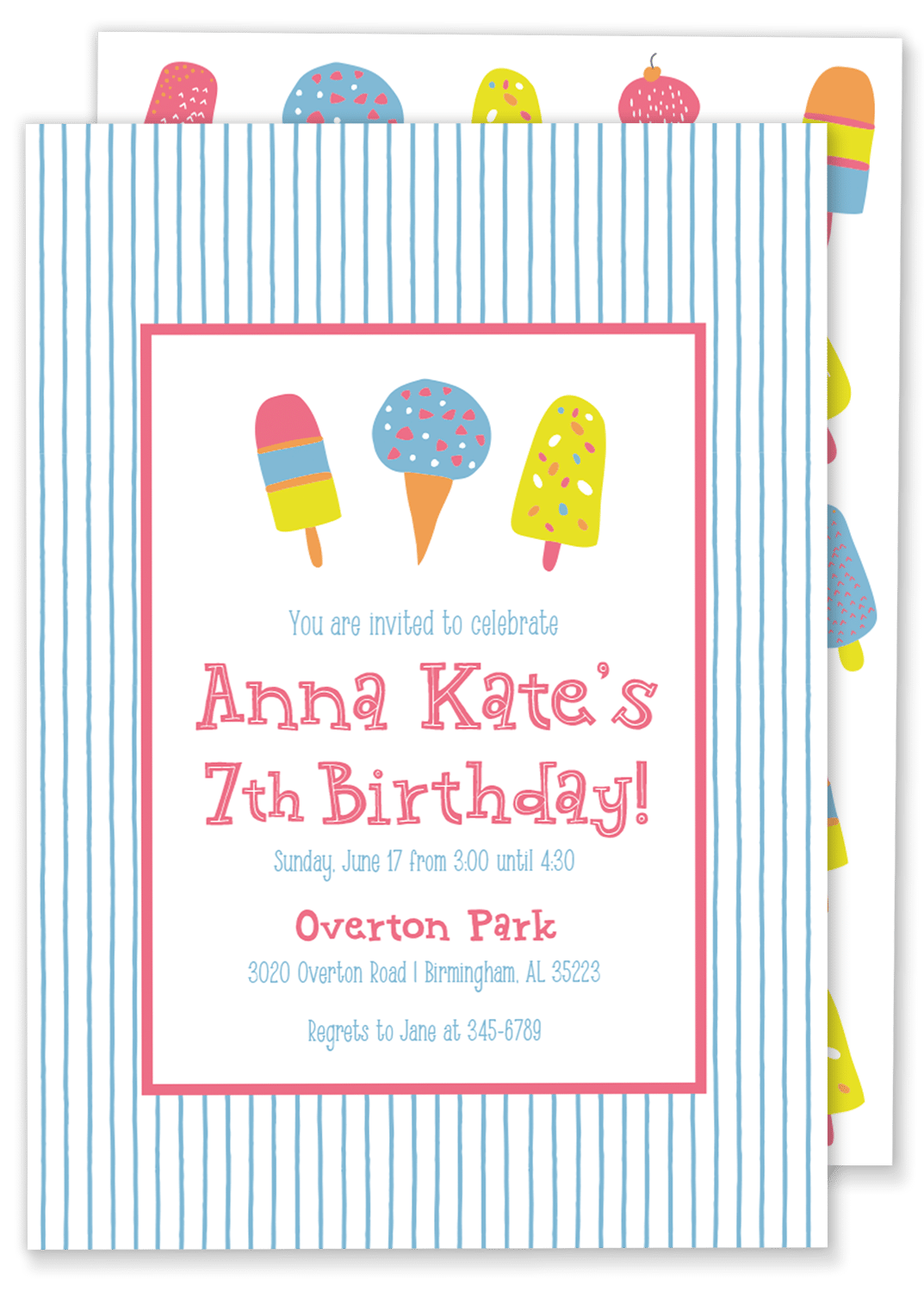 Ice Cream Popsicle Birthday Party Invitation Gilm Press