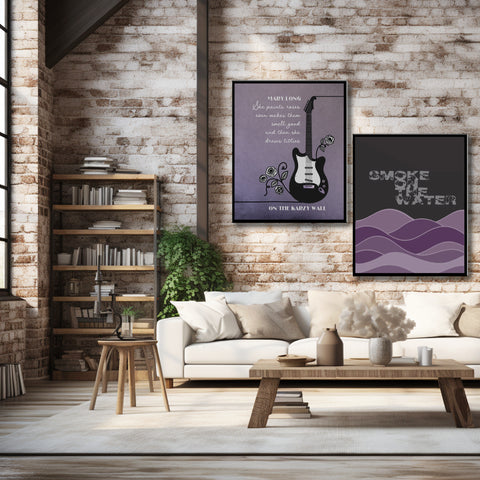 Smoke on the  Water by Deep Purple Song Lyrics Art Music Poster Wall Decor