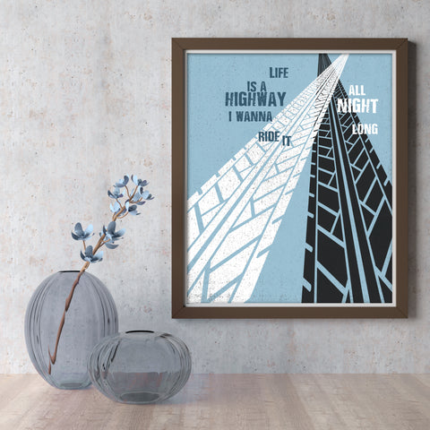 Life is a Highway by Tom Cochrane - Song Lyric Inspired Classic Rock Music Poster Art