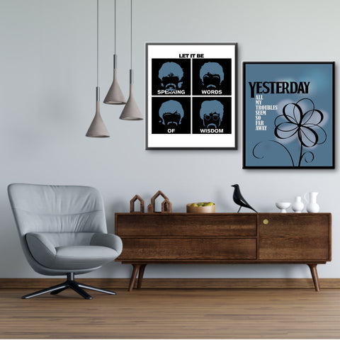 Yesterday by the Beatles Song Lyric Print Wall Art Posters