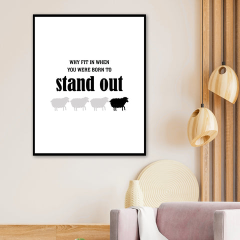 Motivational Print Wall Art - Why Fit in When You Were Born to Stand Out - Dr. Suess Quote