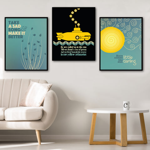 Here Comes the Sun by the Beatles - Song Lyrics Art Wall Print