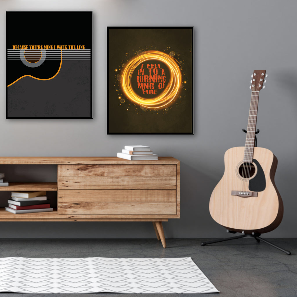Ring of Fire by Johnny Cash - Country Music Song Lyric Wall Art Print, Poster, Canvas or Plaque