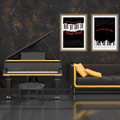 Piano Man by Billy Joel Song Lyric Wall Art Print