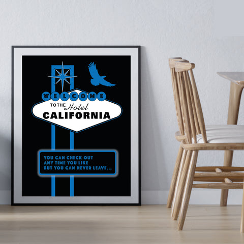 Hotel California by the Eagles - Classic Rock Song Lyric Wall Art Print