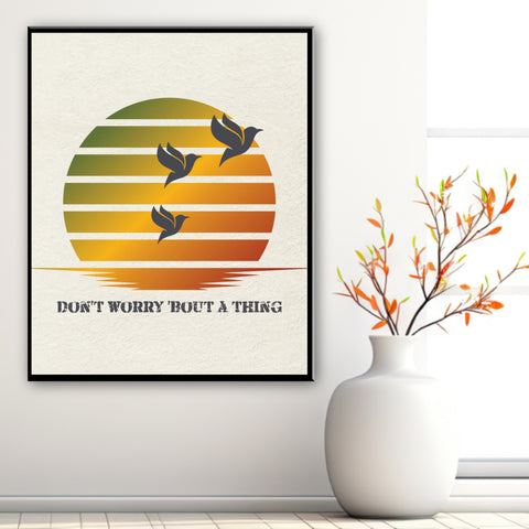 three little birds by Bob Marley Song Lyrics Art Poster Print Wall Hanging