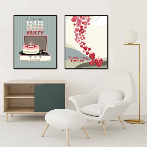 Birthday by the Beatles Song Lyric Art Poster