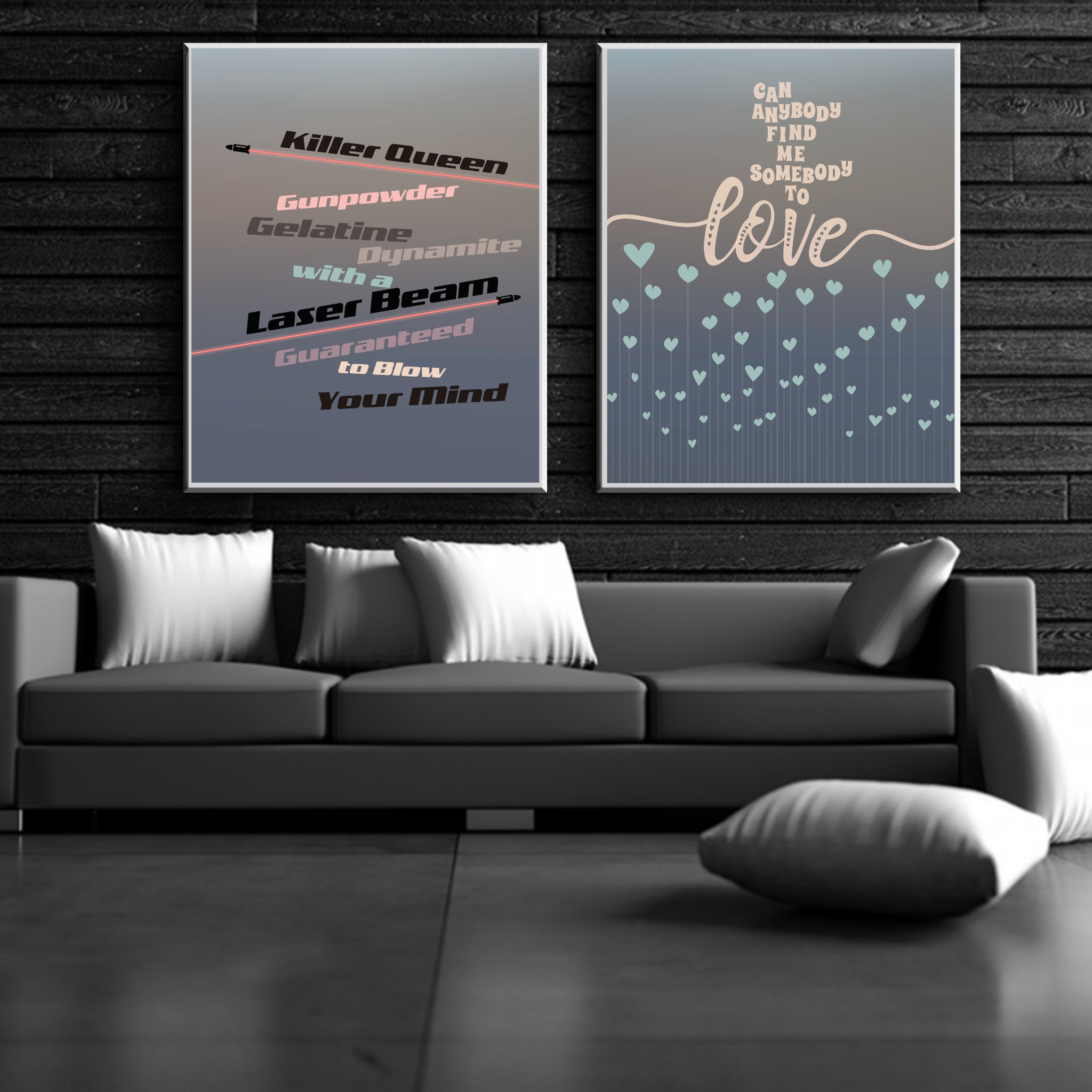 Somebody to Love by Queen Song Lyric Wall Art Print or Poster Music gift