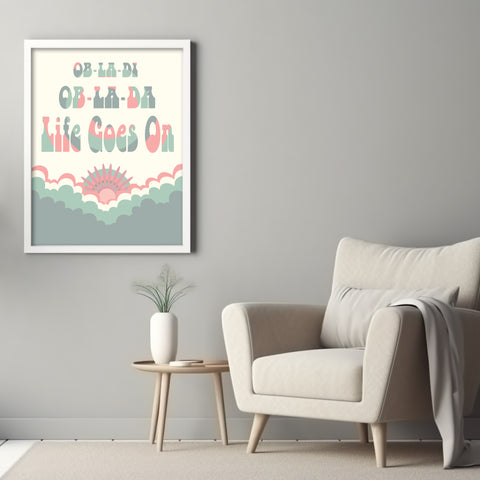 Ob-La-Di Ob-La-Da by the Beatles Song Lyrics Art Poster Print