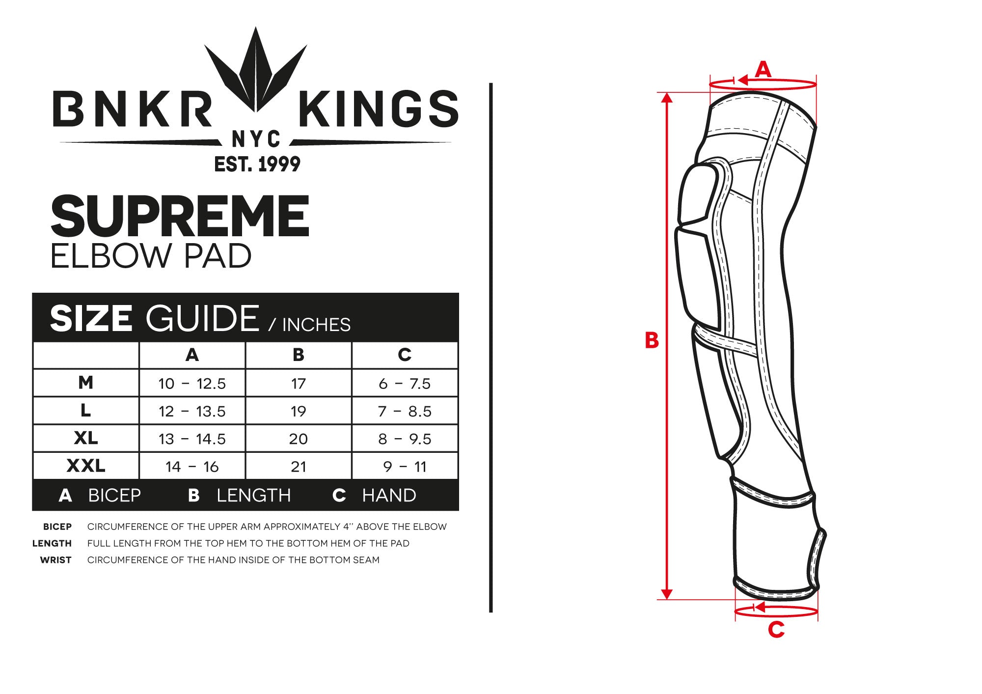 bunker king pants size chart