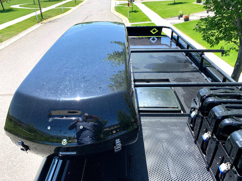 Packasport roof cargo box on top of a camper van