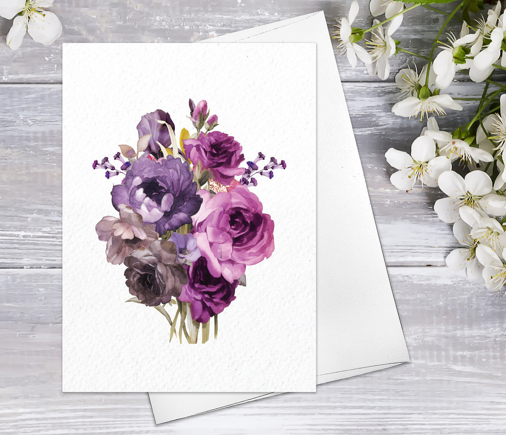 Supperb Fine Art Greeting Card Purple Rose Floral Floral Watercolor Ca – Supperbtattoo