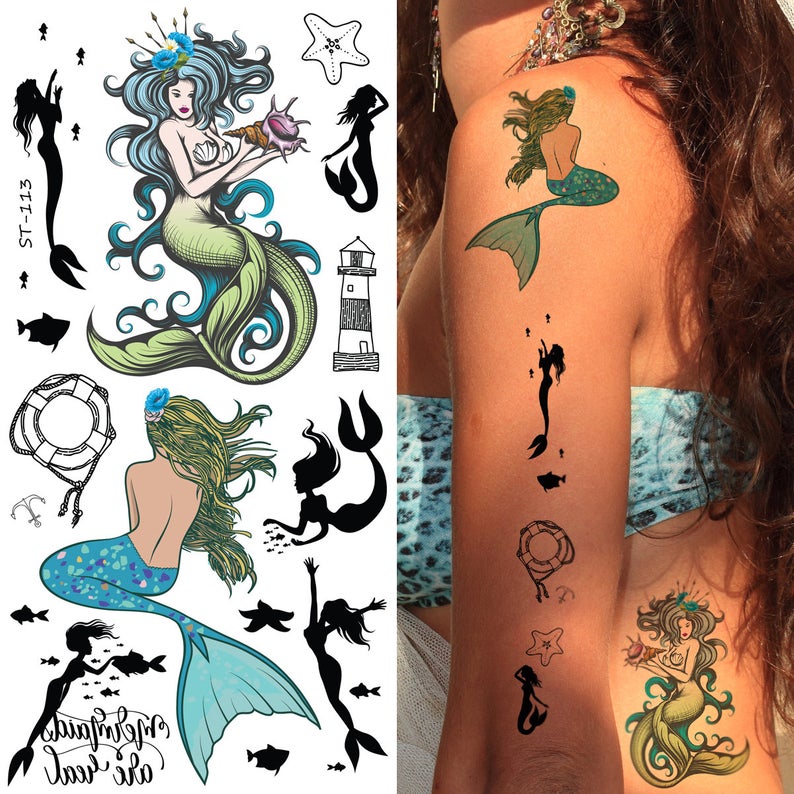 The Little Mermaid Temporary Tattoos  1 Sheet  Zurchers